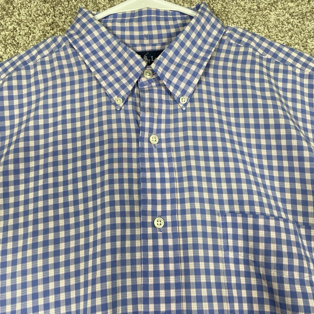 Polo Ralph Lauren Shirt Mens XL Blue Gingham Blake Cotton Short Sleeve Button Up - Picture 4 of 6